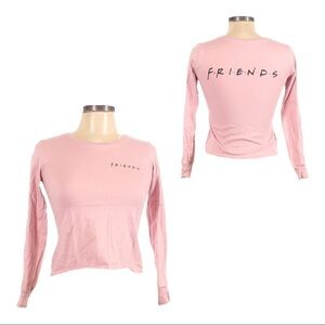 🌺 FRIENDS Logo Pink Long Sleeve 100% Cotton Classic Tee Size Juniors L